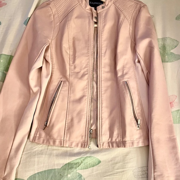 Express pink moto faux leather jacket M - Picture 2 of 4